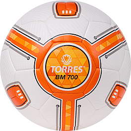 Мяч футб. TORRES BM 700, F323634, р.4, 32 панели, ПУ, 3 подкл. слоя, гибрид. сшив, бел-оранж-серый